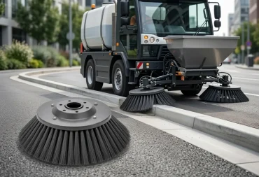 Gutter Brushes Qatar - Side & Front Road Sweeper Brush | Bin Lift