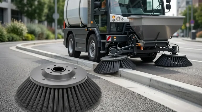 Gutter Brushes Qatar - Side & Front Road Sweeper Brush | Bin Lift